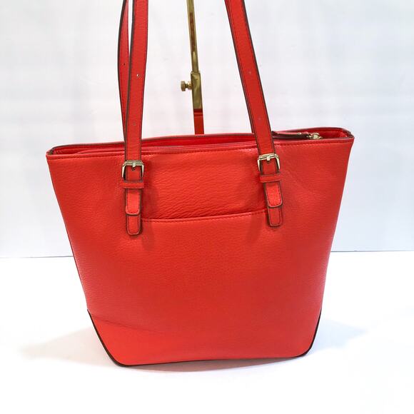 Anne Klein Tangerine Orange Lily Tote Bag - Picture 5 of 8